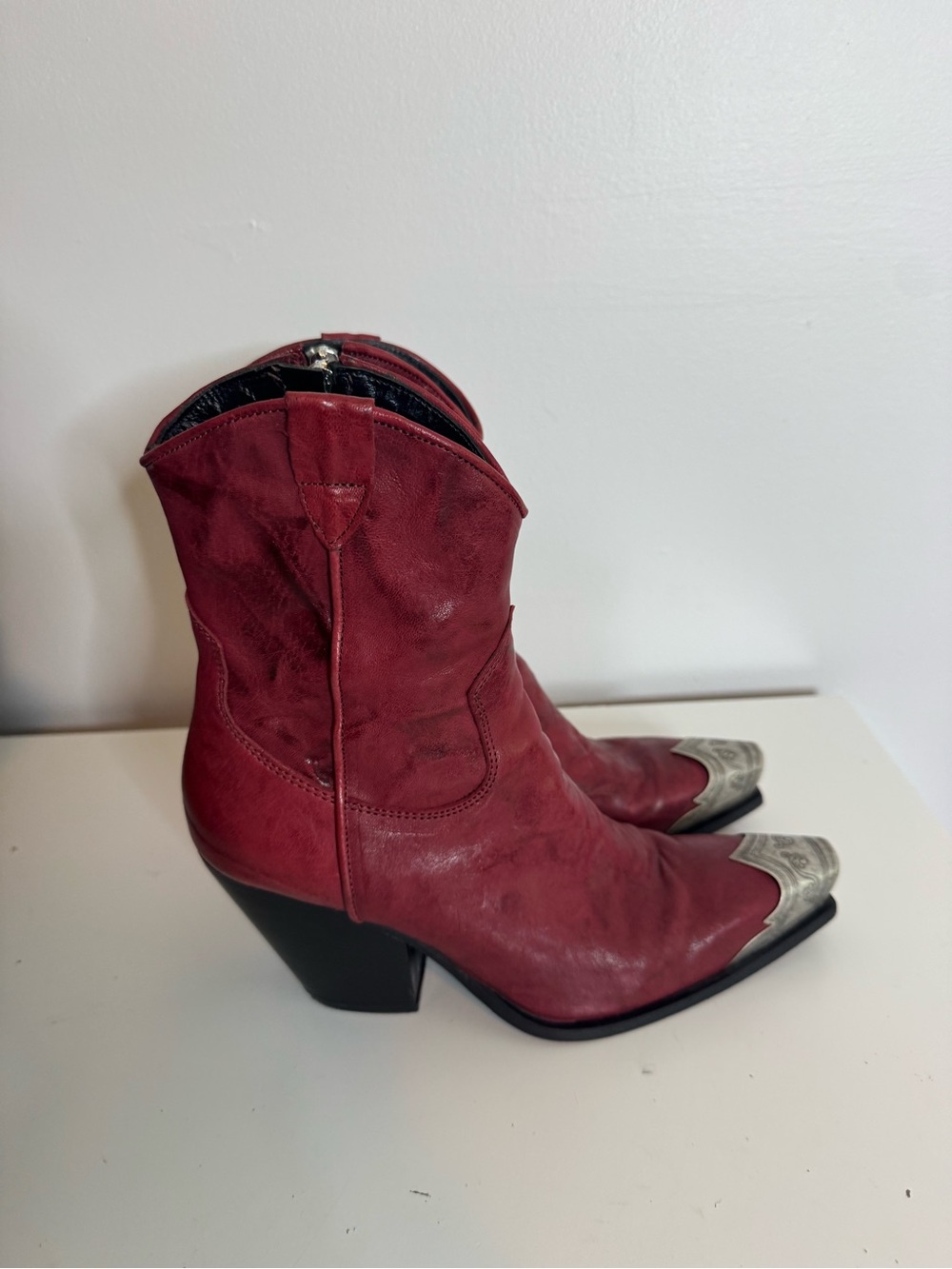 Free People Brayden Western Boots burgundy 38 Brandywine - Picture 6 of 11